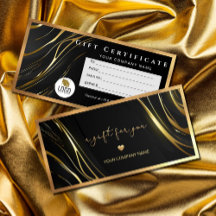 Certificado de Presente Dourado de Cabelo Preto Re