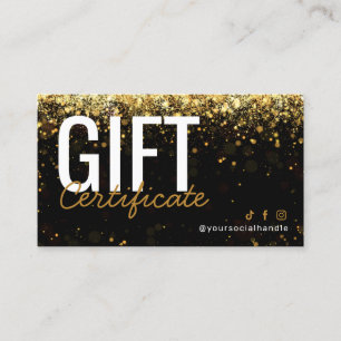 Certificado de Presente Dourado de Glitter