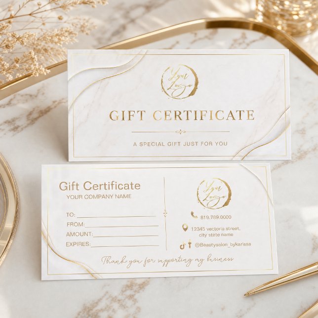 Certificado de Presente Dourado Elegante | Luxo  (Elegant Gold Gift Certificate | Luxury)