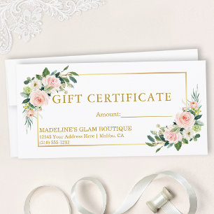 Certificado de Presente Dourado Floral Branco Cor-
