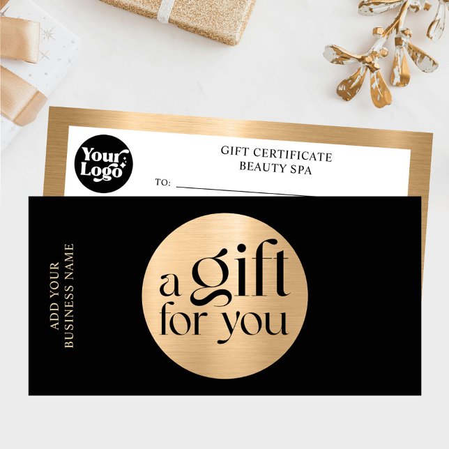 Certificado de Presente Dourado Preto para Natal C (Criador carregado)