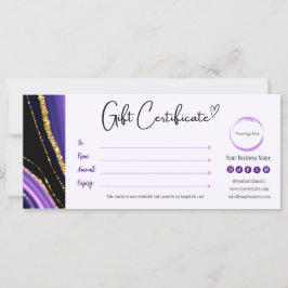 Certificado de Presente Dourado Preto Roxo