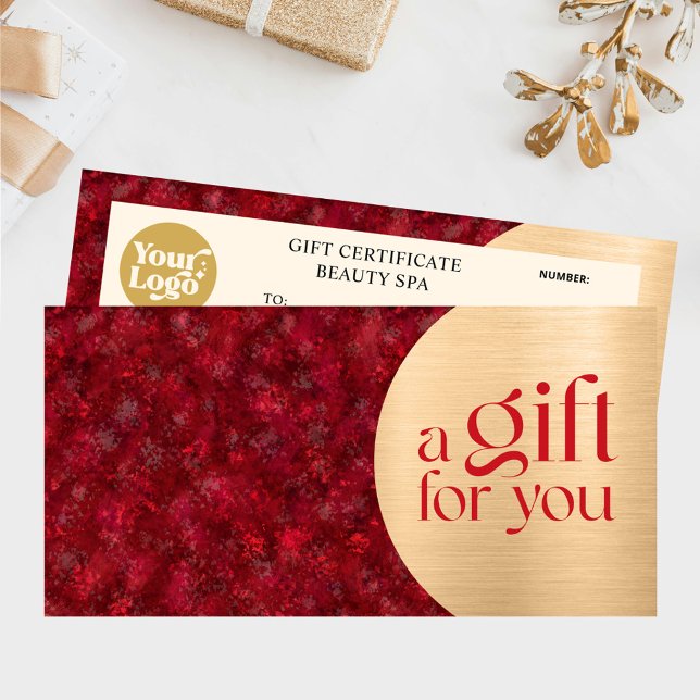 Certificado de Presente Dourado Vermelho de Natal  (Criador carregado)