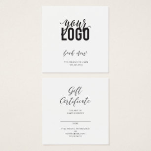 Certificado de presente e cartão de visita