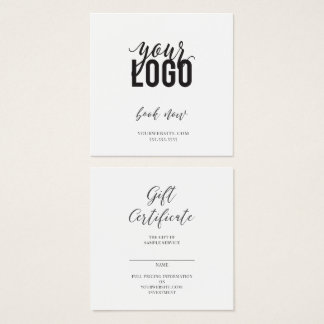 Certificado de presente e cartão de visita