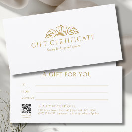 Certificado de Presente Elegant Crown Salon Branco