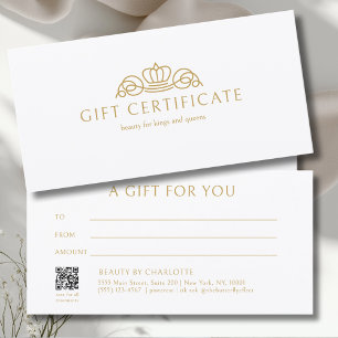 Certificado de Presente Elegant Crown Salon Branco
