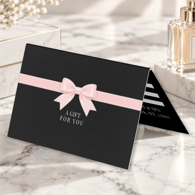 Certificado de Presente Elegante Arco Rosa Preto (Elegant Black Pink Bow Gift Certificate)