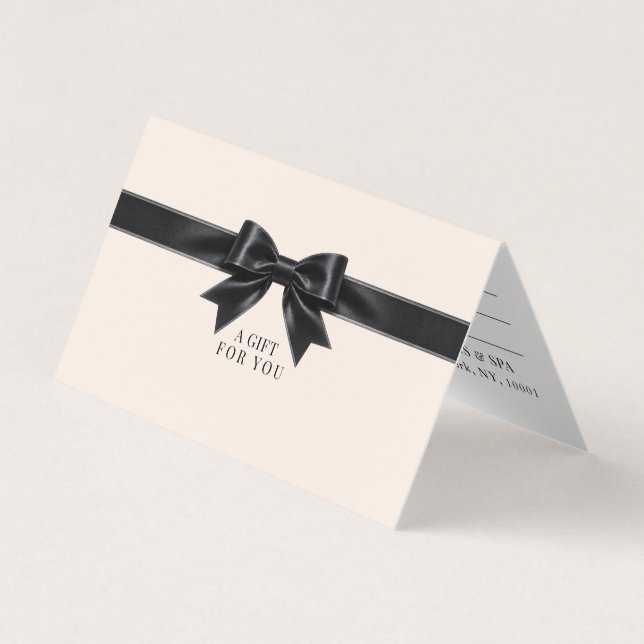 Certificado de Presente Elegante Bege Preto com La (Frente)