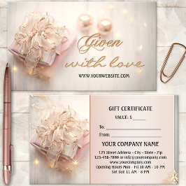 Certificado de Presente Elegante em Ouro Rosa para