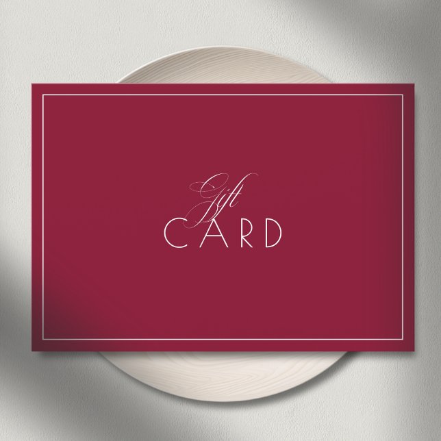 Certificado de Presente Elegante Minimalista com B (Elegant Minimalist Border Red Burgund Gift Certificate)