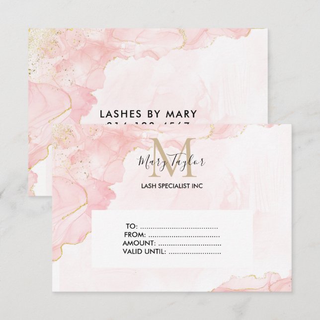 Certificado de presente Elegante Rosa Bege Dourado (Frente/Verso)