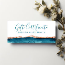 Certificado de Presente em Aquarela Azul-Petróleo 