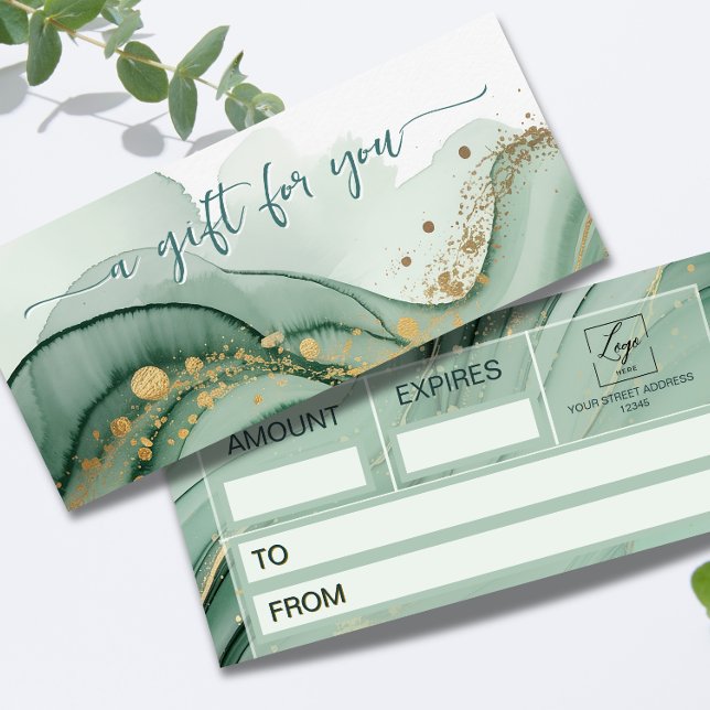 Certificado de Presente em Aquarela Verde Sage Dou (Criador carregado)