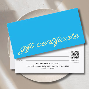 Certificado de Presente em Código QR Azul com Letr