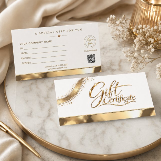 Certificado de Presente em Ouro de Luxo – Metálico (Luxury Gold Gift Certificate – Elegant Metallic)
