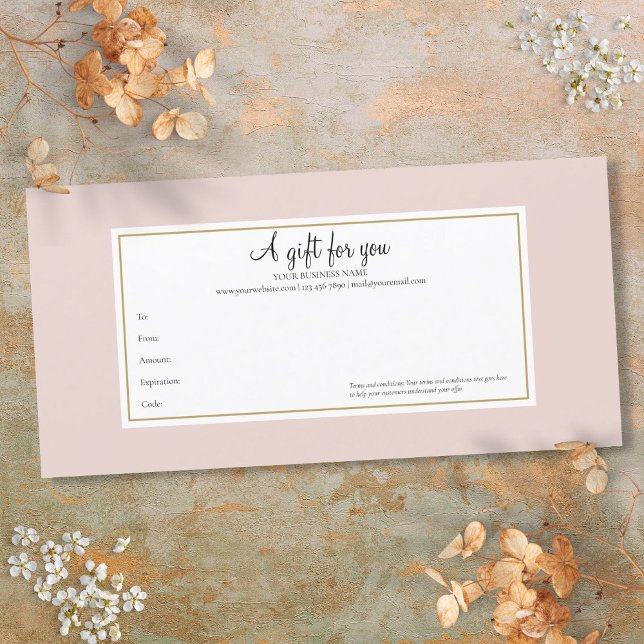 Certificado de Presente em Rose Gold Elegante (Elegant Rose Gold Gift Certificate)