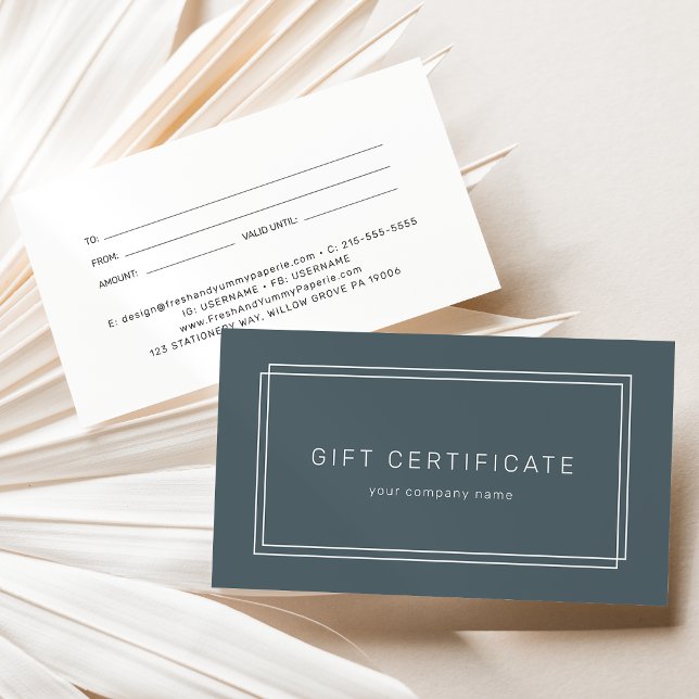 Certificado de Presente Empresarial Azul Escuro AV (AVERY Dark Navy Blue Business Gift Certificate)