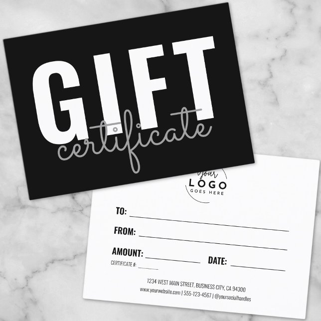 Certificado de Presente Empresarial Logotipo de Ro (Modern Script Logo Business Gift Certificate)
