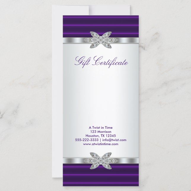 Certificado de Presente Empresarial Roxo Cartão de (Frente)