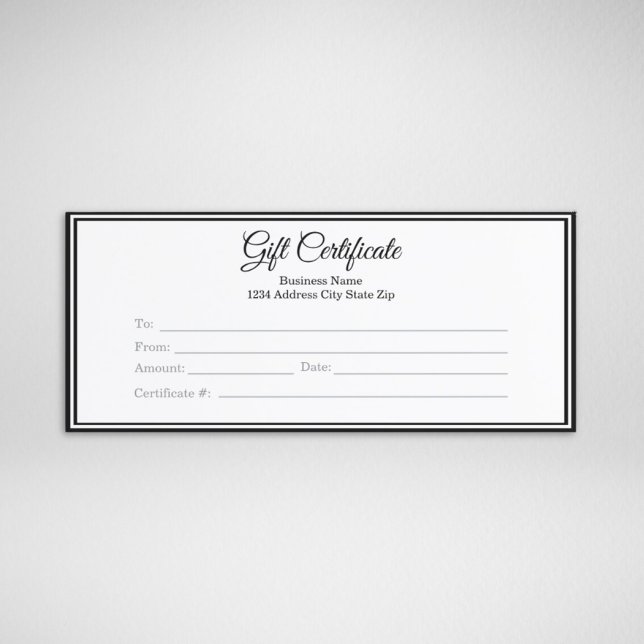 Certificado de Presente Empresarial - Suprimentos  (Business Gift Certificate Printed Custom Template)