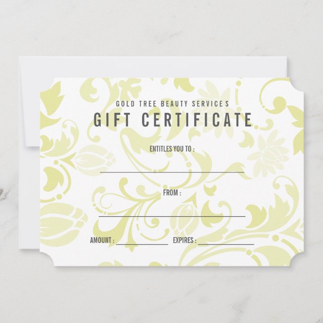 Certificado de Presente Floral Amarelo chique (Frente)