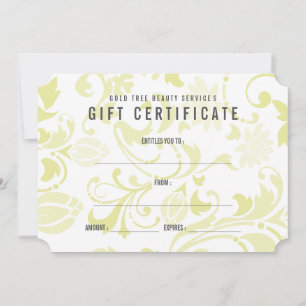 Certificado de presente floral amarelo do chique