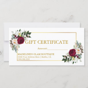 Certificado de Presente Floral de Borgonha Dourado