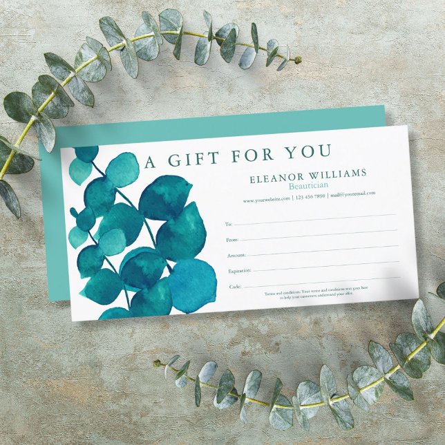 Certificado de Presente Floral de Eucalipto (Eucalyptus Floral Customer Gift Certificate)