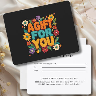 Certificado de Presente Floral Retro Preto