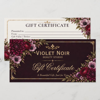 Certificado de Presente Floral Roxo Ameixa Borgonh