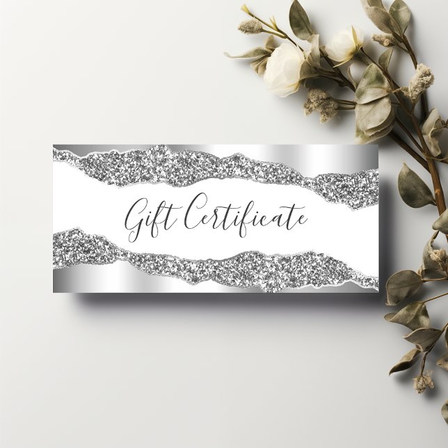 Certificado de Presente Glam Silver Glitter Diamon (Criador carregado)