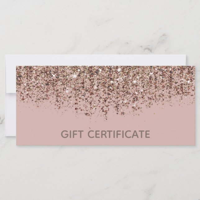 Certificado de Presente Glitter Bronze Bege Rosa D (Frente)
