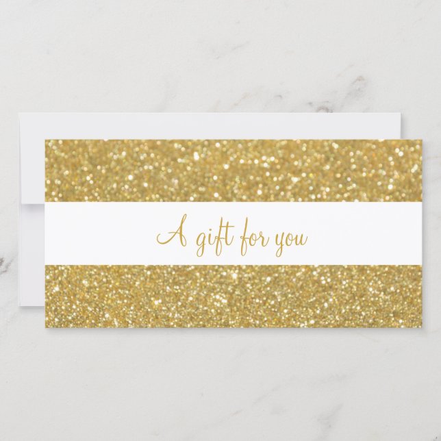 Certificado de Presente Glitter Dourado Chic (Frente)