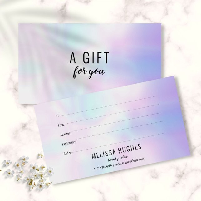Certificado de Presente Holográfico Simples Modern (Simple Modern Holographic Gift Certificate)