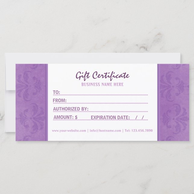 Certificado de Presente Lilac Damask (Frente)