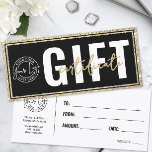 Certificado de Presente Logo Preto Dourado Brilho