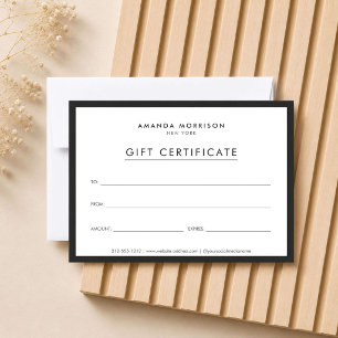 Certificado de Presente Luxo Minimalista Branco