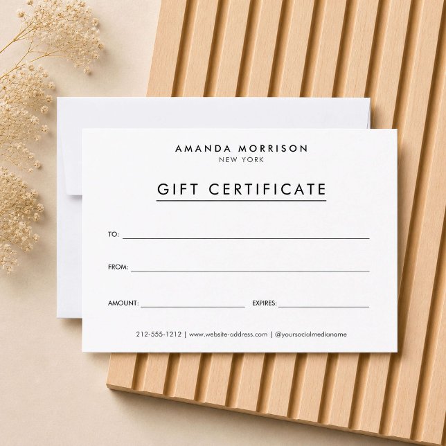 Certificado de Presente Luxo Minimalista Branco (Criador carregado)