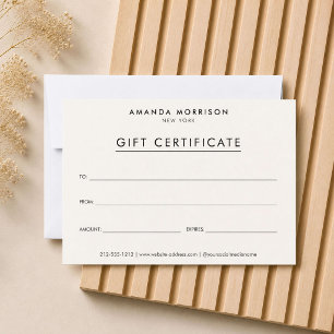 Certificado de Presente Luxo Minimalista Marfim