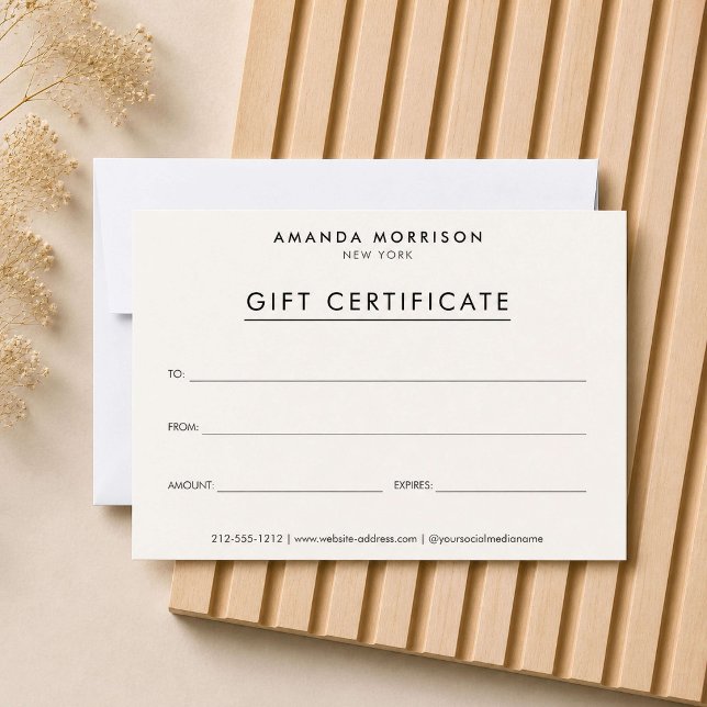 Certificado de Presente Luxo Minimalista Marfim (Criador carregado)