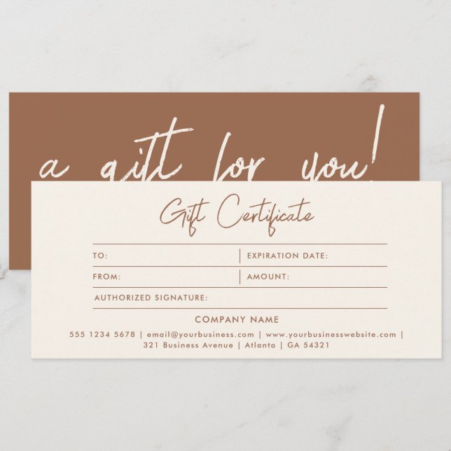 Certificado de Presente Minimalista Elegante Marfi (Frente/Verso)