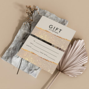 Certificado de Presente Moderno de Glitter Dourado