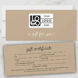 Certificado de Presente Moderno Script Boho Bege