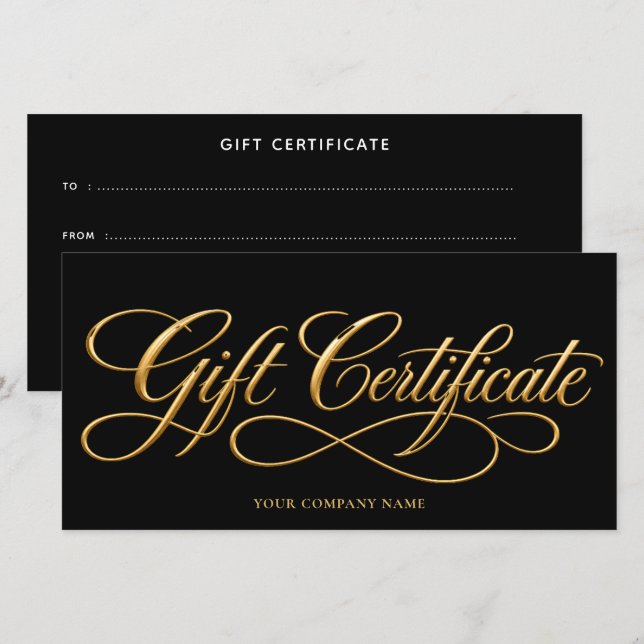 Certificado de Presente Ouro Elegante  (Frente/Verso)