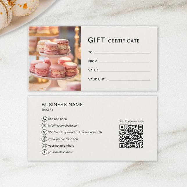Certificado de Presente Padaria Cupcake Loja de Bo (Gift Certificate Bakery Cupcake Cake Shop Business by MINTIC DESIGN STUDIO)