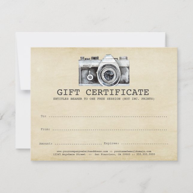 Certificado de Presente para Câmera Fotógrafo Prof (Frente)