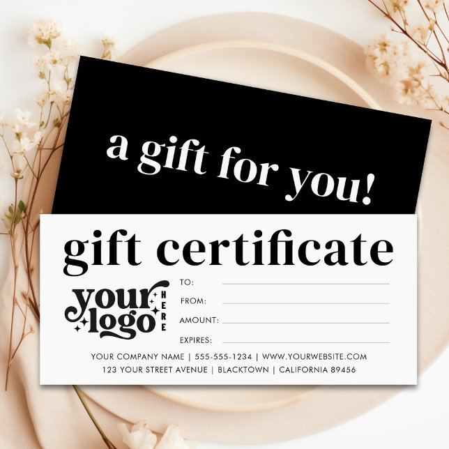 Certificado de presente para empresas modernas com (Modern Business Gift Certificate With Custom Logo)