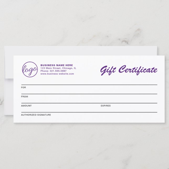 Certificado de Presente para Empresas Roxo do Logo (Frente)