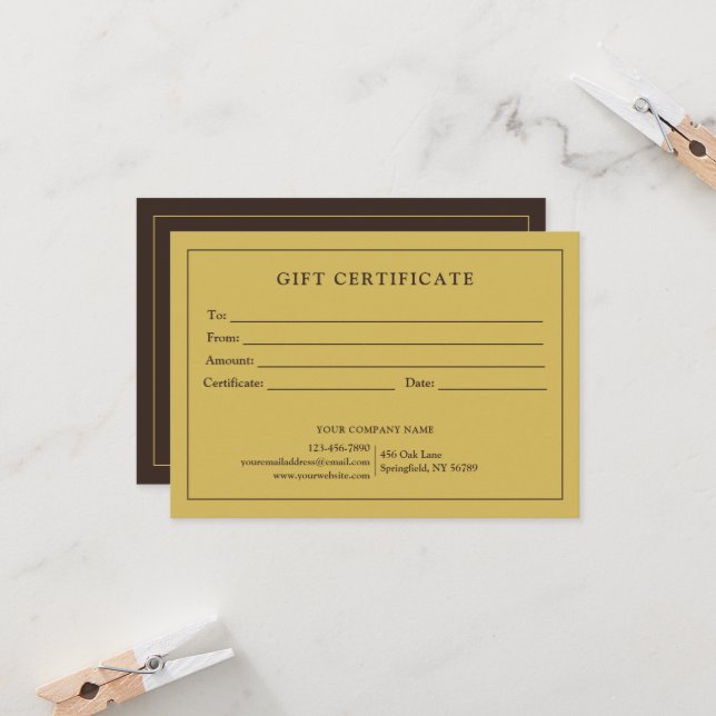 Certificado de presente para logotipo comercial si (Frente/Verso In Situ)
